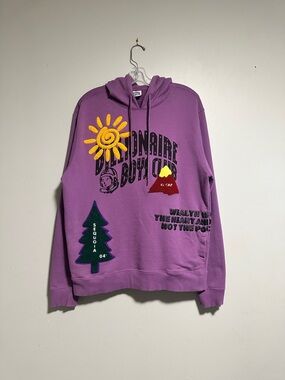Billionaire Boys Club Purple Graphic Crewneck Sweatshirt with Multicolor Patches